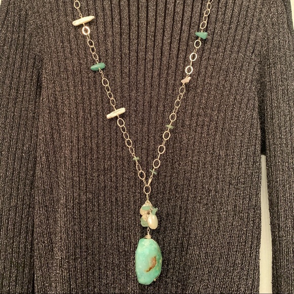 Hawaiian SS necklace & Earrings,Pearls, & stones - Picture 1 of 4